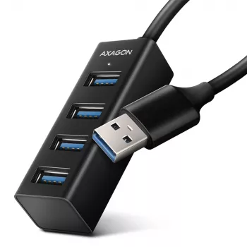 Axagon HUE-M1A 4x USB 3.2 Gen 1 MINI centrmezgls, metāls, 20 cm USB-A kabelis