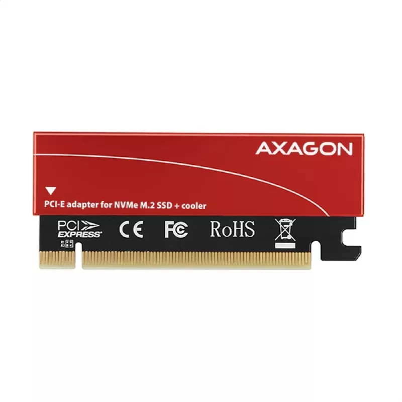 Axagon PCEM2-S PCIe x16 - M.2 NVMe M-key slota adapteris, ar pasīvu alumīnija dzesētāju