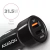 Axagon PWC-QC5 mobilās ierīces lādētājs Mobilais telefons, Viedtālrunis, Planšetdators, Universāls Melns Cigarešu šķiltavas Ātrā uzlāde Auto