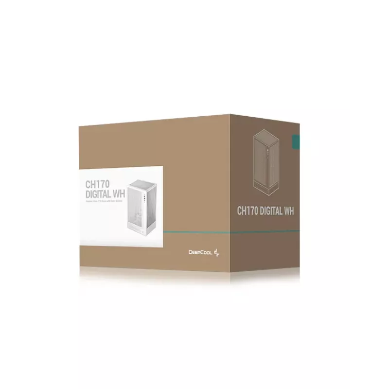 PC korpuss DeepCool R-CH170-WHNPI0D-G-1 tornis balts, Mini-ATX, LED displejs, 305 mm GPU, 172 mm CPU dzesētājs