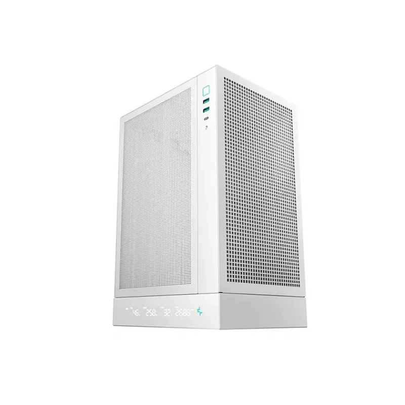 PC korpuss DeepCool R-CH170-WHNPI0D-G-1 tornis balts, Mini-ATX, LED displejs, 305 mm GPU, 172 mm CPU dzesētājs