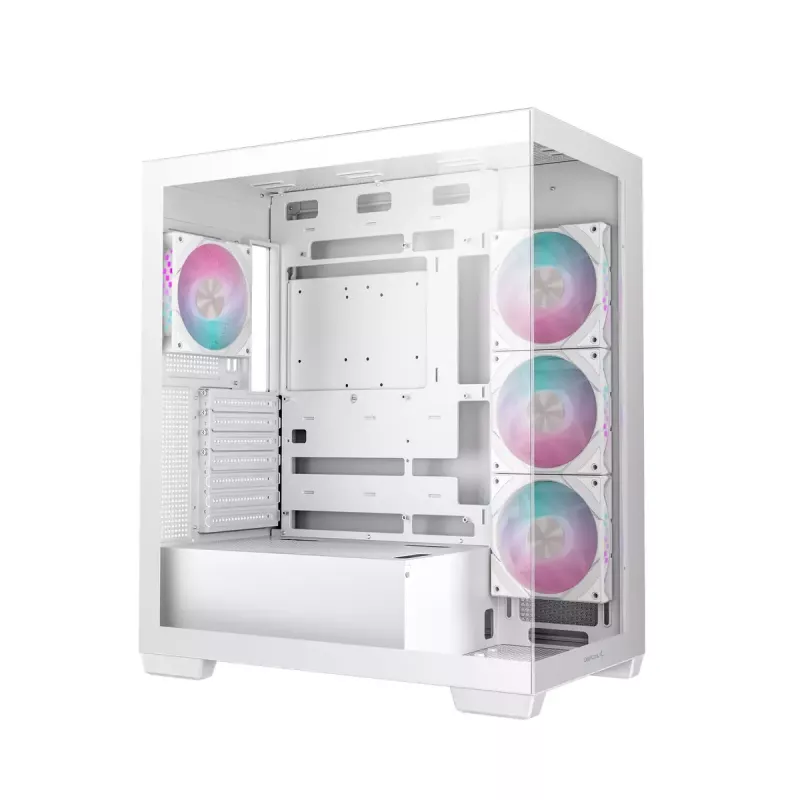 PC korpuss DeepCool CG580 4F WH Midi Tower ATX/Micro ATX/ITX, rūdīts stikls, 3×120mm + aizmugurējais 120mm ventilators, balts