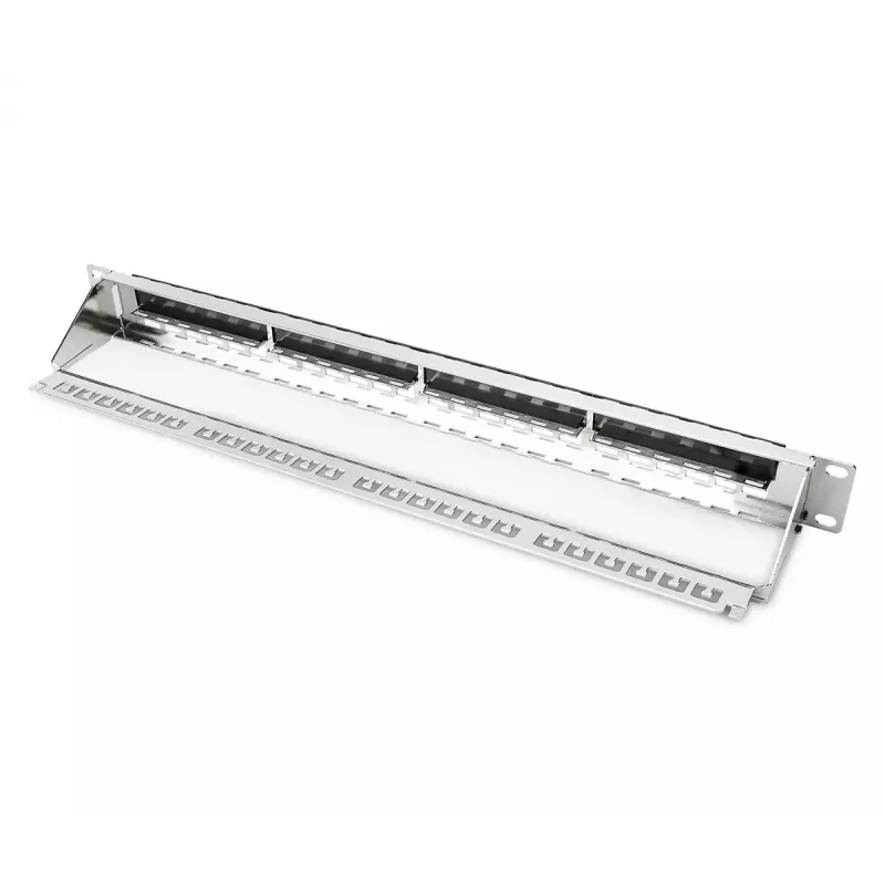 DIGITUS Modular Galvanized Patch Panel - shielded 24-port 24-port blank 1U rack mount Melns RAL 9005