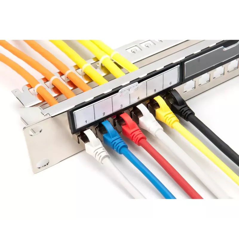 DIGITUS Modular Galvanized Patch Panel - shielded 24-port 24-port blank 1U rack mount Melns RAL 9005