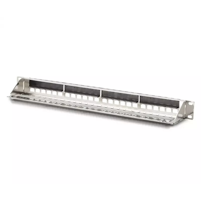 DIGITUS Modular Galvanized Patch Panel - shielded 24-port 24-port blank 1U rack mount Melns RAL 9005