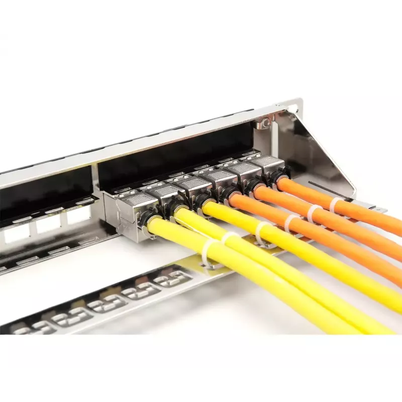 DIGITUS Modular Galvanized Patch Panel - shielded 24-port 24-port blank 1U rack mount Melns RAL 9005