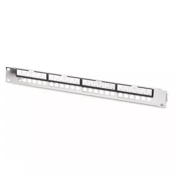 DIGITUS Modular Galvanized Patch Panel - shielded 24-port 24-port blank 1U rack mount Melns RAL 9005