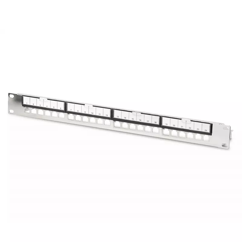 DIGITUS Modular Galvanized Patch Panel - shielded 24-port 24-port blank 1U rack mount Melns RAL 9005