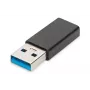 DIGITUS USB Type-C adapteris, A uz C vīr./siev., 3A, 5GB, 3.0 versija, melns