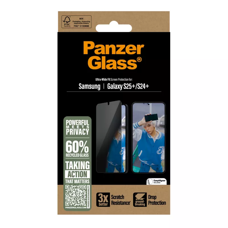 PanzerGlass ® Privātuma ekrāna aizsargs Samsung Galaxy S25+ | S24+ | Ultra-Wide Fit