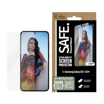 PanzerGlass SAFE. by ® ekrāna aizsargs Samsung Galaxy S25+ | S24+ | Ultra-Wide Fit ar EasyAligner