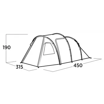 Piecvietīga telts easy camp Hidra 5, zaļa — ģimenes kempings, koplietošanas iekšpuse, izturīga pret laikapstākļiem