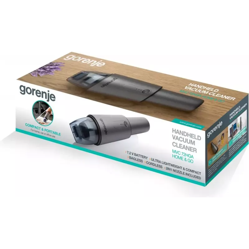 Gorenje MVC72HGA rokas putekļsūcējs Pelēks Bez maisiņa