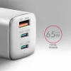 Axagon ACU-DPQ65W PD3.0 & QC4+ 3x IZVADI sienas lādētājs 65W