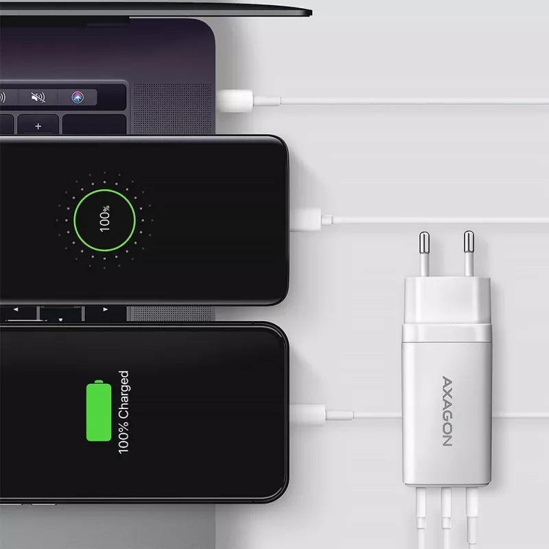 Axagon ACU-DPQ65W PD3.0 & QC4+ 3x IZVADI sienas lādētājs 65W
