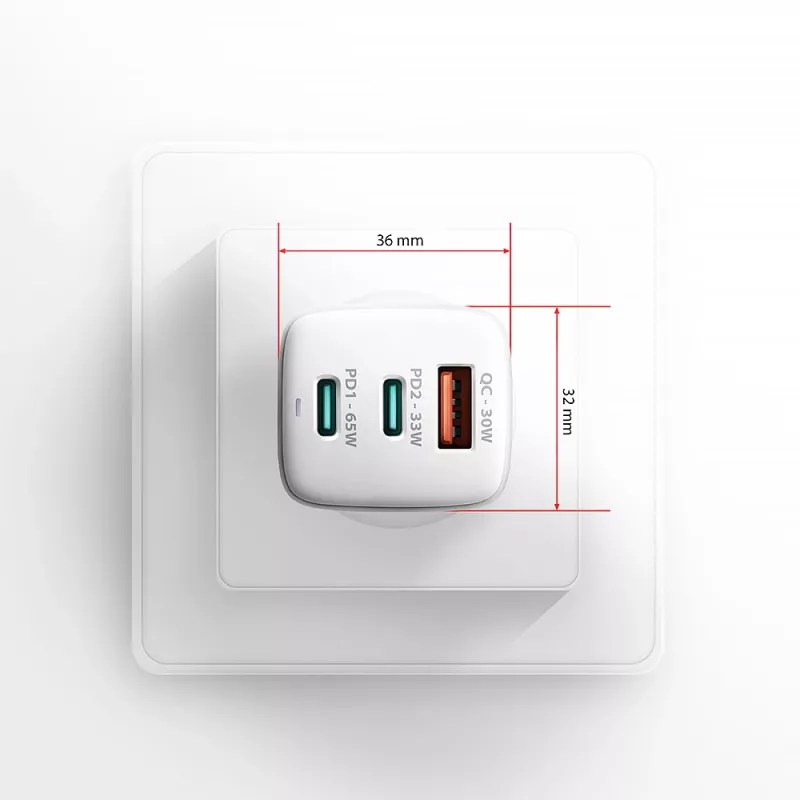 Axagon ACU-DPQ65W PD3.0 & QC4+ 3x IZVADI sienas lādētājs 65W