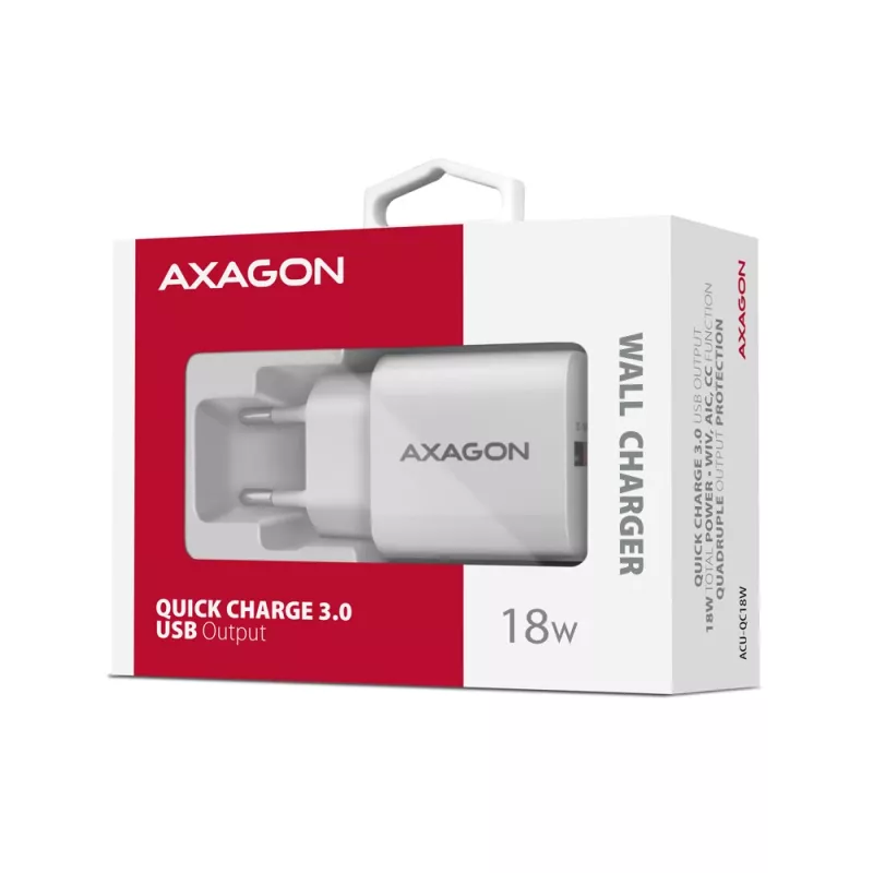 Axagon ACU-QC18W QC3.0 1xIZEJA sienas lādētājs 18W