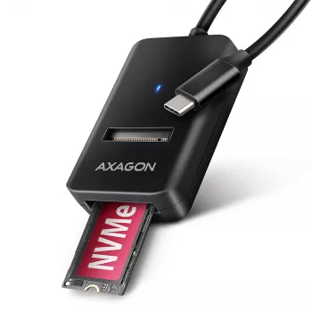 Axagon ADM2-CM USB-C adapteris M.2 NVMe SATA 10Gbps Melns