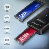 Axagon ADM2-CM USB-C adapteris M.2 NVMe SATA 10Gbps Melns