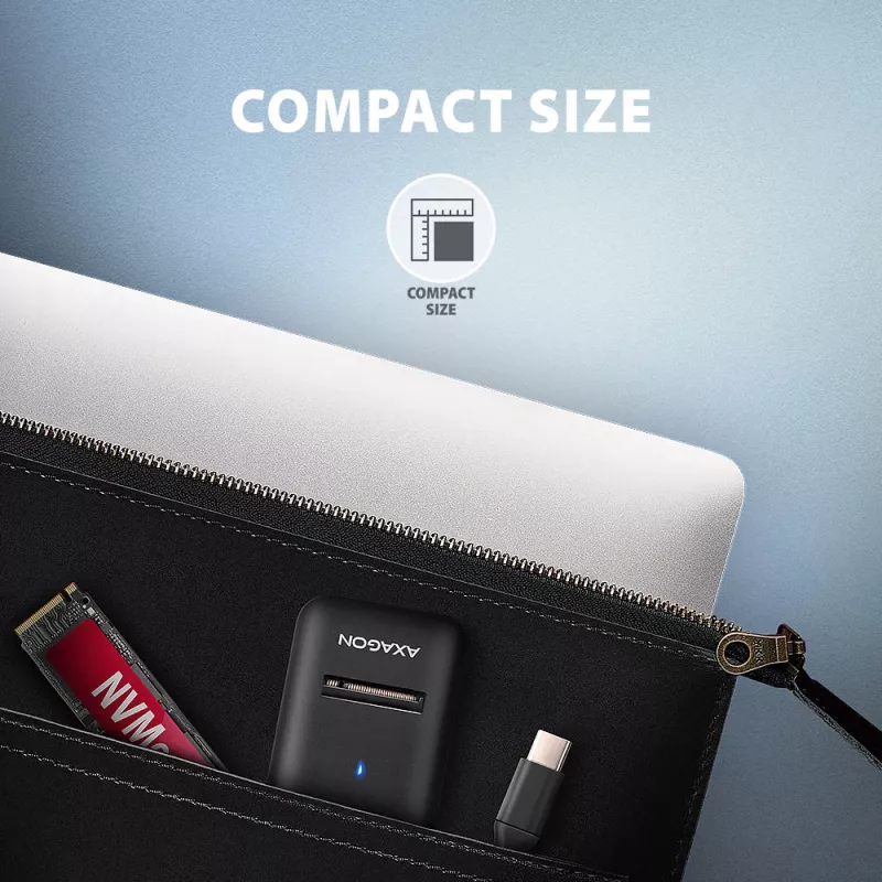 Axagon ADM2-CM USB-C adapteris M.2 NVMe SATA 10Gbps Melns