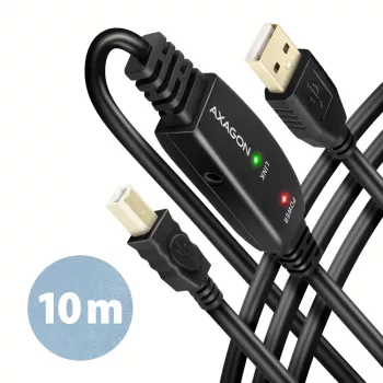 Axagon ADR-210B USB 2.0 A-M -> B-M aktīvais savienotājs/retranslators 10m