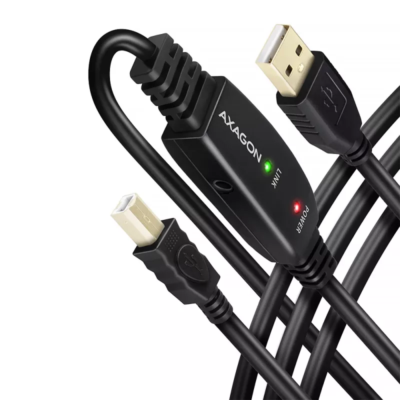 Axagon ADR-210B USB 2.0 A-M -> B-M aktīvais savienotājs/retranslators 10m