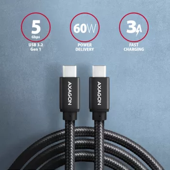 Axagon BUCM3-CM30AB SPEED USB-C <> USB-C 3.2 Gen 1 kabelis 3 m