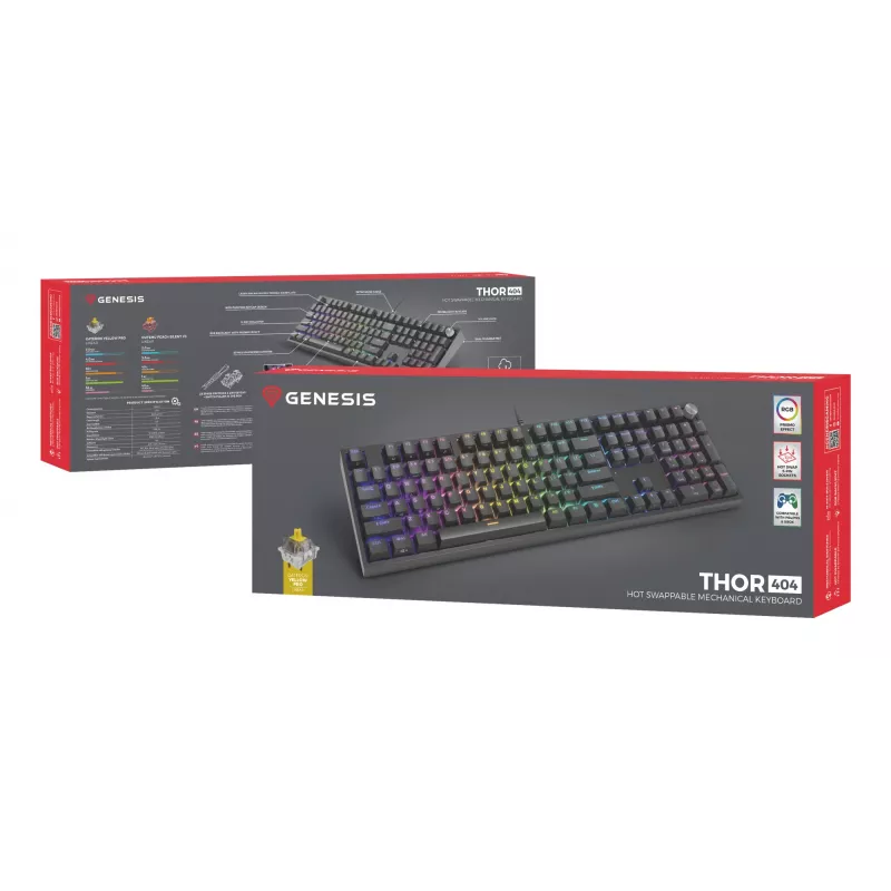 GENESIS THOR 404 tastatūra Universāla USB QWERTY angļu Melna