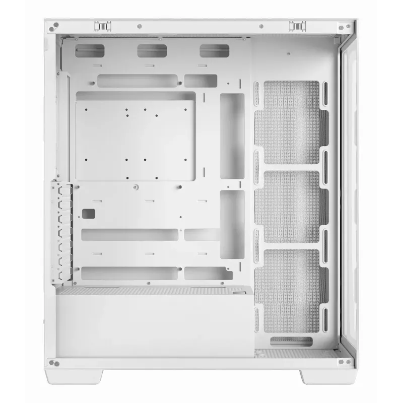 PC korpuss DeepCool CG580 WH Balts — ATX/mATX/ITX, rūdīts stikls, atbalsta 120/140 mm ventilatorus, 3.5 collu×2, 2.5 collu×3, USB 3.2 Gen1