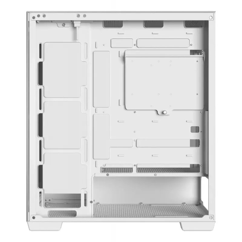 PC korpuss DeepCool CG580 WH Balts — ATX/mATX/ITX, rūdīts stikls, atbalsta 120/140 mm ventilatorus, 3.5 collu×2, 2.5 collu×3, USB 3.2 Gen1