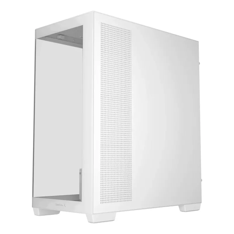 PC korpuss DeepCool CG580 WH Balts — ATX/mATX/ITX, rūdīts stikls, atbalsta 120/140 mm ventilatorus, 3.5 collu×2, 2.5 collu×3, USB 3.2 Gen1