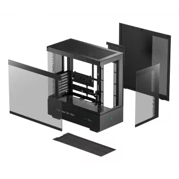 PC korpuss DeepCool CH690 DIGITAL Tower Melns — ATX/Micro-ATX/Mini-ITX, LCD displejs, 3x2,5 collu + 1x3,5 collu nodalījumi, līdz 450 mm GPU, 182 mm CPU dzesētājs