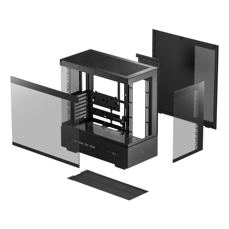 PC korpuss DeepCool CH690 DIGITAL Tower Melns — ATX/Micro-ATX/Mini-ITX, LCD displejs, 3x2,5 collu + 1x3,5 collu nodalījumi, līdz 450 mm GPU, 182 mm CPU dzesētājs