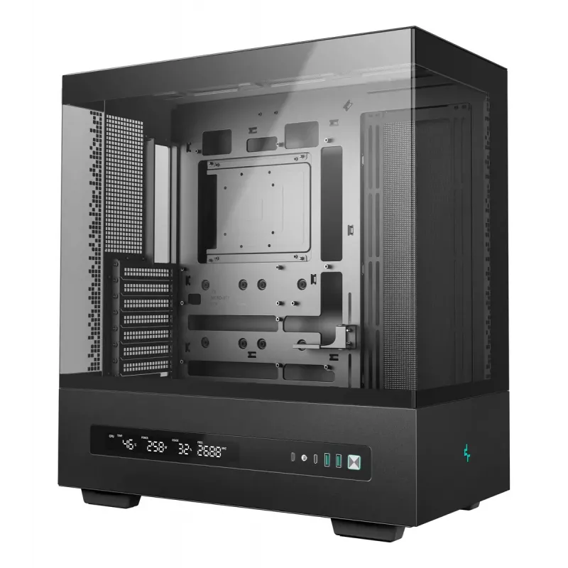 PC korpuss DeepCool CH690 DIGITAL Tower Melns — ATX/Micro-ATX/Mini-ITX, LCD displejs, 3x2,5 collu + 1x3,5 collu nodalījumi, līdz 450 mm GPU, 182 mm CPU dzesētājs