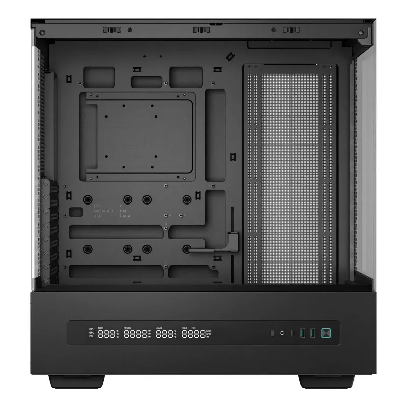 PC korpuss DeepCool CH690 DIGITAL Tower Melns — ATX/Micro-ATX/Mini-ITX, LCD displejs, 3x2,5 collu + 1x3,5 collu nodalījumi, līdz 450 mm GPU, 182 mm CPU dzesētājs