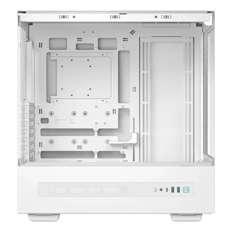 PC korpuss DeepCool CH690 Tower White — ATX/microATX atbalsts, LCD displejs, 3x2.5 collu sloti, 1x3.5 collu, GPU līdz 450 mm, CPU dzesētāja augstums 182 mm