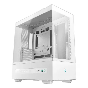 PC korpuss DeepCool CH690 Tower White — ATX/microATX atbalsts, LCD displejs, 3x2.5 collu sloti, 1x3.5 collu, GPU līdz 450 mm, CPU dzesētāja augstums 182 mm