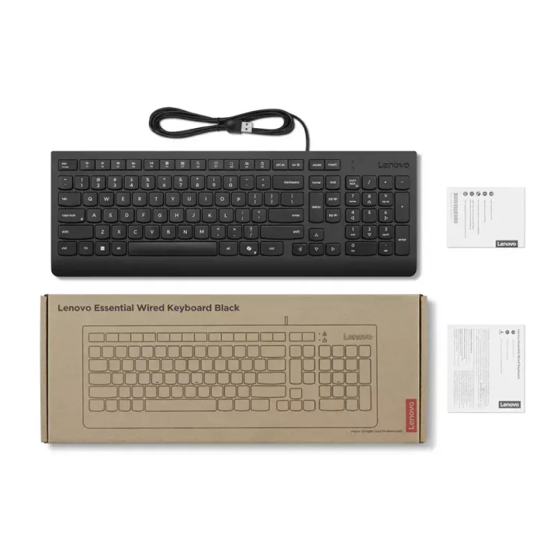 Vadu USB tastatūra Lenovo Essential 4Y41R64633 — ASV angļu izkārtojums, Melna