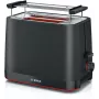 Toasteris Bosch TAT3M123 2 šķēlēm, 950 W, melns, rotācijas vadība, atkausēšana un uzsildīšana
