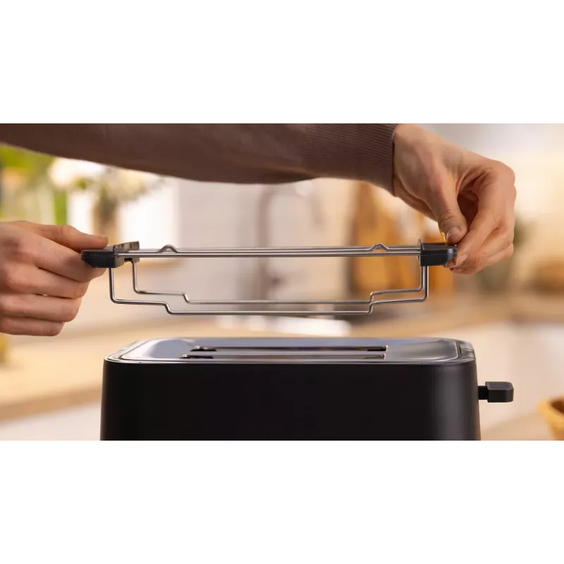 Toasteris Bosch TAT3M123 2 šķēlēm, 950 W, melns, rotācijas vadība, atkausēšana un uzsildīšana