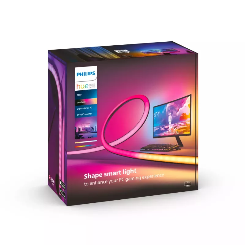 Philips Play Gradient Lightstrip for PC, viedā LED lenta, Bluetooth/Zigbee, melna, silikons, nemaināms(-i) spuldzes elements(-i), balts