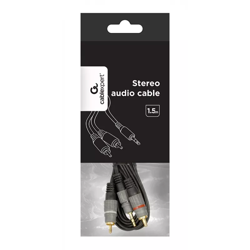 GEMBIRD 3,5 mm stereo uz 2xRCA spraudņiem 1,5 m kabelis - apzeltīti savienotāji