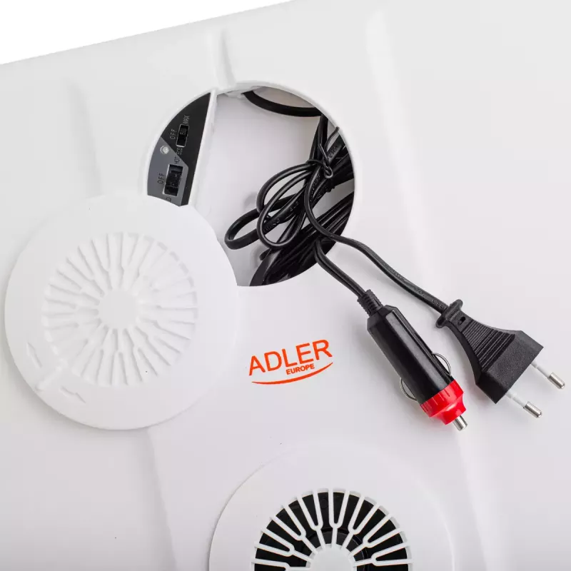 Pārnēsājams dzesētājs Adler AD 8090 — 40 L 12 V auto ledusskapis, Peltjē dzesēšana, 220–240 V tīkla barošana, riteņi