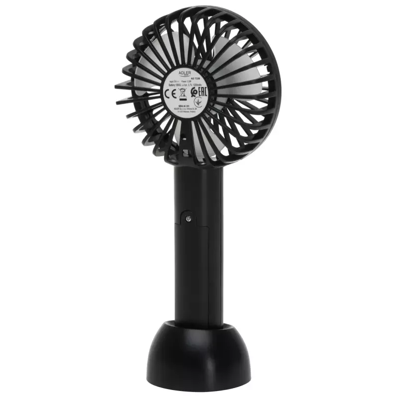 Galda ventilators Adler AD 7338 Mini USB — 7 cm diametrs, 3 ātrumi, melns