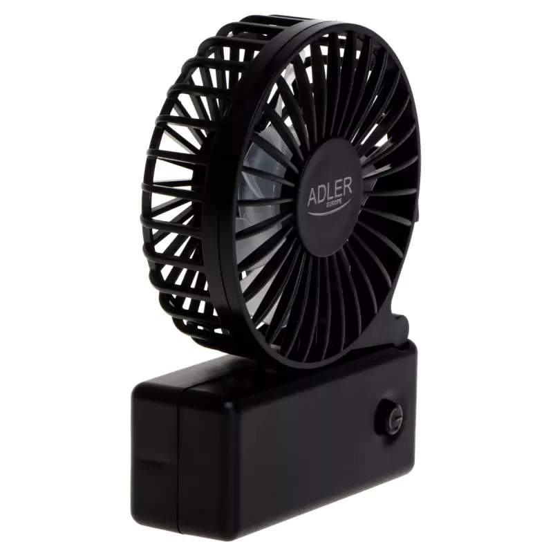 Galda ventilators Adler AD 7336 — salokāms mini ventilators, 6,5 cm diametrs, 1 ātrums, melns