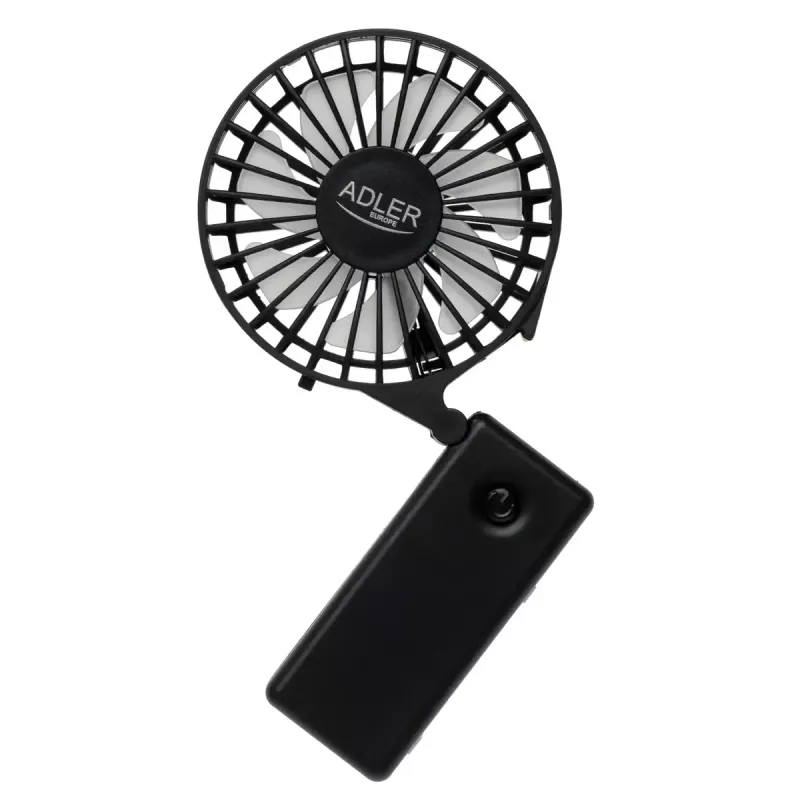 Galda ventilators Adler AD 7336 — salokāms mini ventilators, 6,5 cm diametrs, 1 ātrums, melns