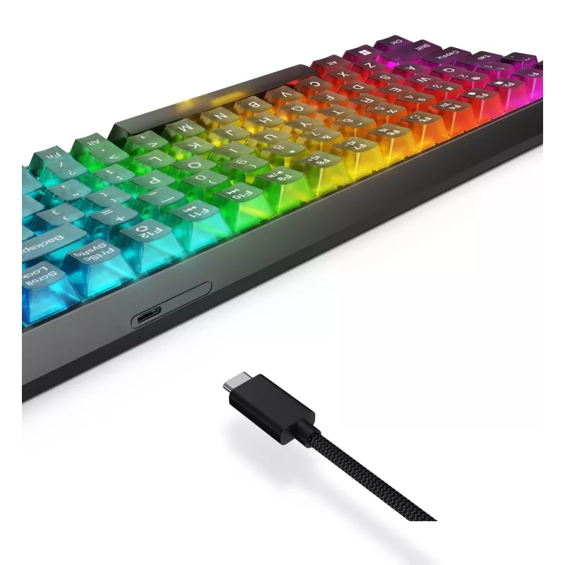 Mehāniskā spēļu tastatūra Lenovo Legion K510 Mini Pro 75% US English, 84 taustiņi, RGB, USB, 1,8 m kabelis, melna/caurspīdīga