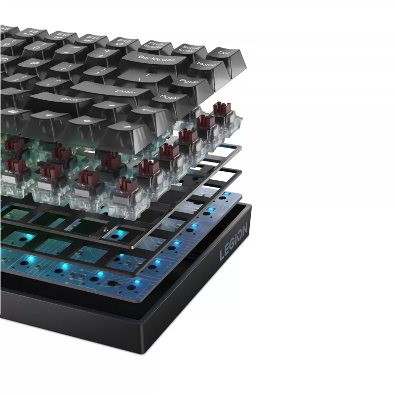 Mehāniskā spēļu tastatūra Lenovo Legion K510 Mini Pro 75% US English, 84 taustiņi, RGB, USB, 1,8 m kabelis, melna/caurspīdīga
