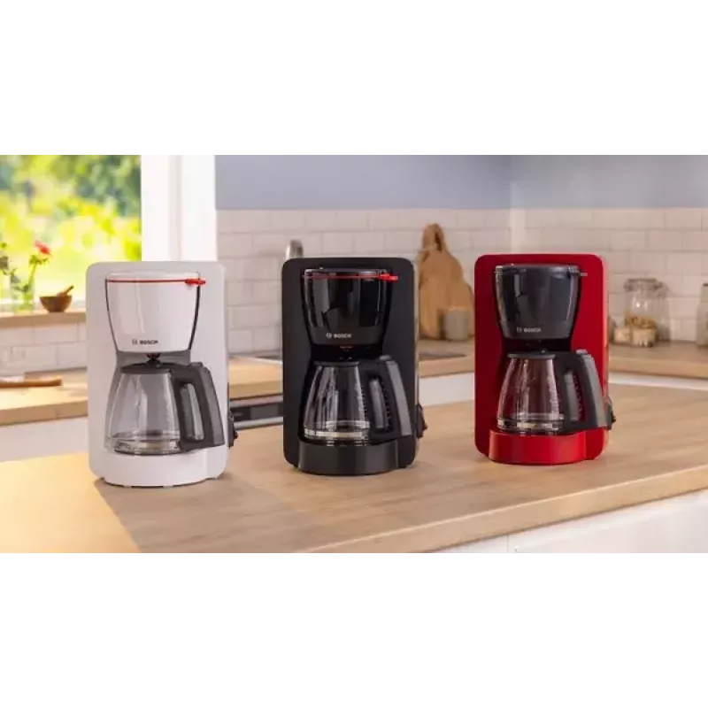 Pilienveida kafijas automāts Bosch TKA2M114 — 1,25 L ūdens tvertne, 15 krūzēm, sarkans