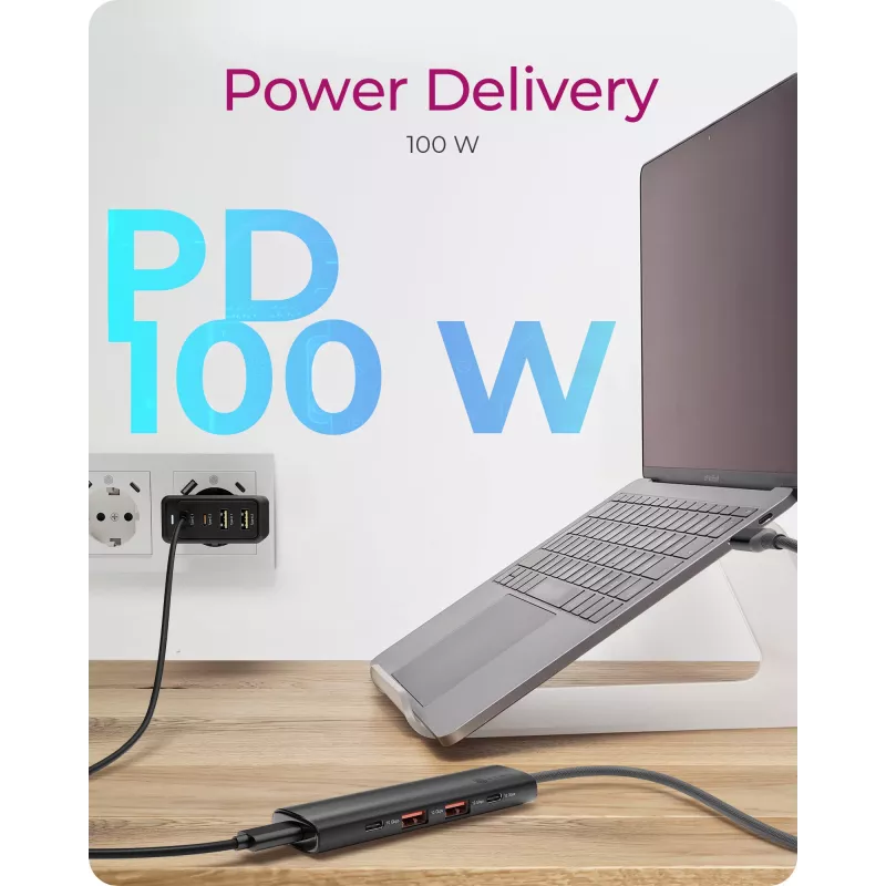 ICY BOX IB-HUB1437-CPD vadu USB 3.2 Gen 2 (3.1 Gen 2) Type-C melns